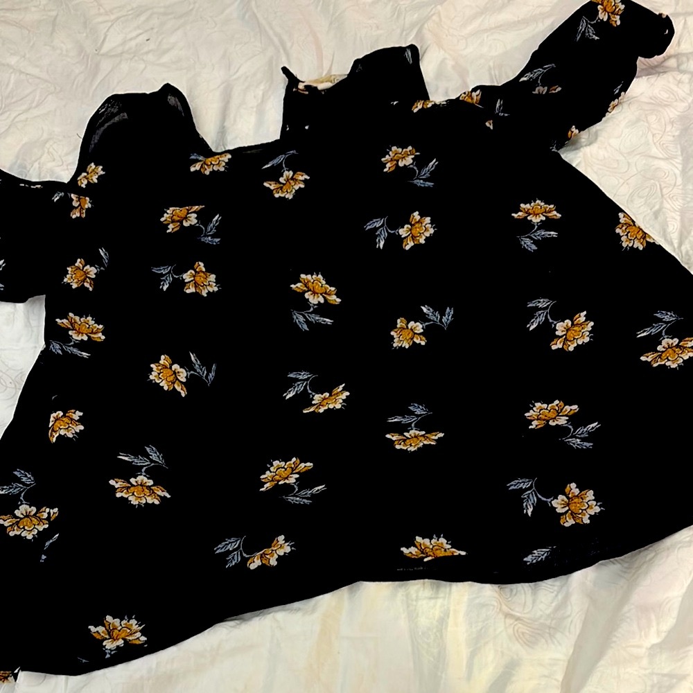 Rewind Black Top with Floral Accents